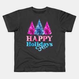 Happy Holidays Pink Christmas Kids T-Shirt